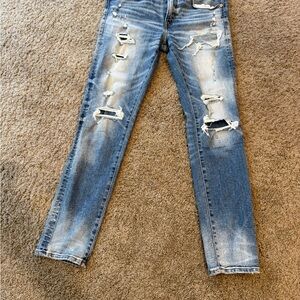 American Eagle Outfitters Distressed Blue Skinny Jeans